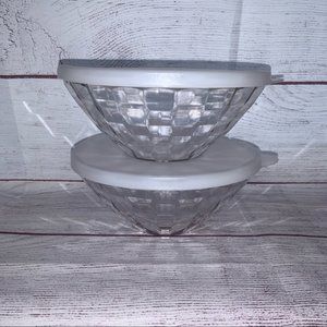 New Tupperware Ice Prisms Bowls Clear Set of 2